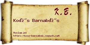 Koós Barnabás névjegykártya