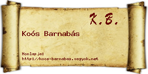 Koós Barnabás névjegykártya